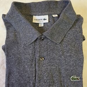 Lacoste Men's Heathered Charcoal Polo with Crocodile Logo